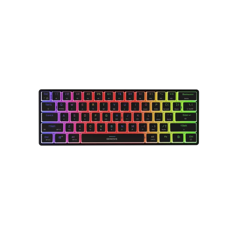 Belaidė mechaninė žaidimų klaviatūra GENESIS THOR 660 G2 US juoda RGB Gateron Brown