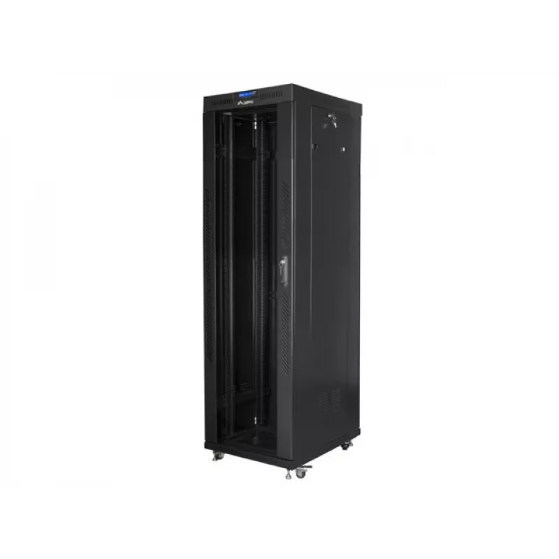 Stovimas serverio spintos stovas LANBERG 42U FF01-6842-12BL 600×800×2127,5 mm, 1200 kg, IP20, raktinis užraktas, ratukai