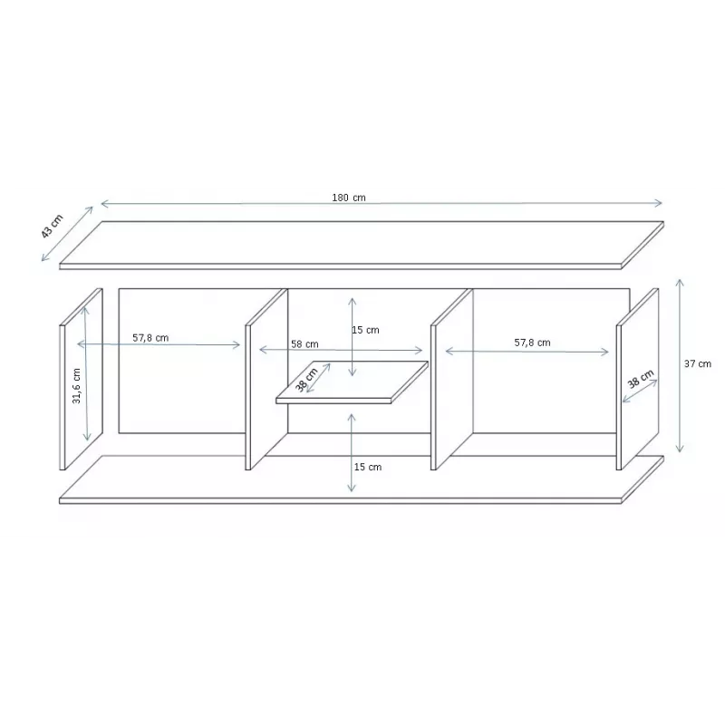 Cama TV stovas SOHO 180 baltas/pilkas blizgus