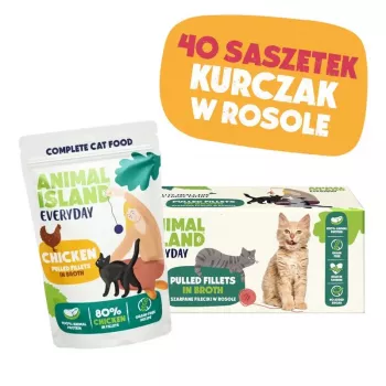 ANIMAL ISLAND vištiena sultinyje kačių ėdalas mono-pakuotė 40x85g