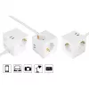 Kabelmeister SW01-W030 lizdų blokas kubo formos, 3x Schuko, USB-C (20 W, PD 3.0) + USB-A (18 W), 3 m kabelis, baltas