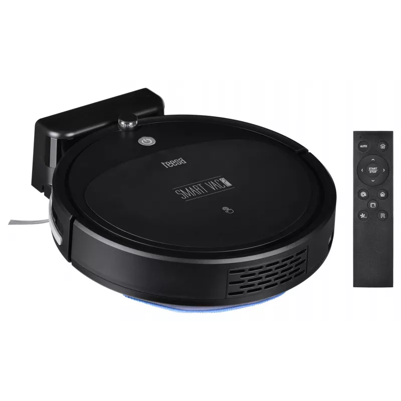 Robotas dulkių siurblys TEESA Smart VAC 2 – apvalus, juodas, 1000 Pa, 9,6 V/2000 mAh Li, 0,2 l, Wi-Fi, automatinis grįžimas