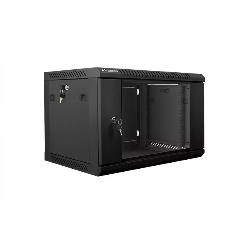 Sieninis stovas LANBERG WF01-6406-10B, 6U, 19 colių, 600×374×450 mm, juodas, 60 kg