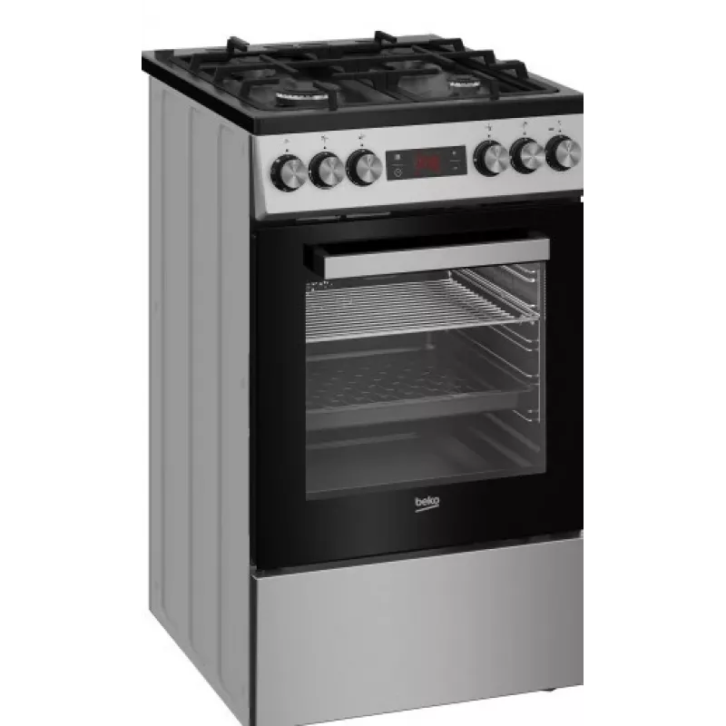 Laisvai pastatoma viryklė BEKO FSM52332DXDT 5 degiklių dujinė kaitlentė 60 cm, elektrinė orkaitė 60 l, energijos klasė A