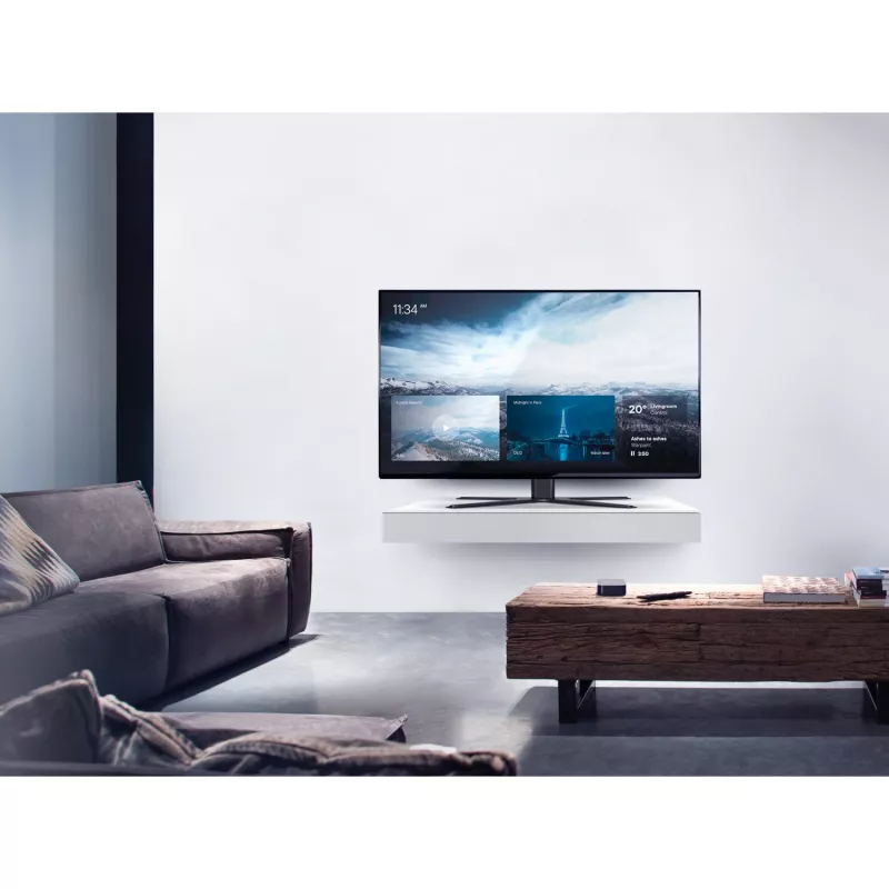 One For All Base TV Holder SOLID stalinis televizoriaus stovas – tinka 32–65 colių LCD/LED/Plazma/OLED/QLED televizoriams – pasukimas (90°) pakreipimas (15°) – reguliuojamas aukštis – VESA 60