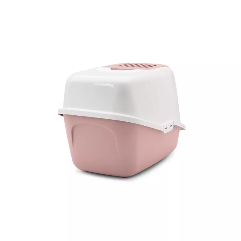 Uždaras katės tualetas Savic Nestor White-Pink, su gaubtu, 56×39×38,5 cm