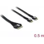DELOCK PCIe 4.0 plonas SAS SFF-8654 į 2× SFF-8644 (4i) laidas 0,5 m