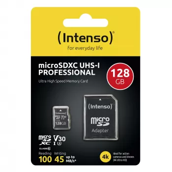 Intenso Professional 128GB microSDXC atminties kortelė, UHS-I, C10, U3, V30