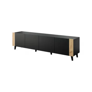 TV spintelė FARO 200x42x52 juodas matinis + ąžuolas craft