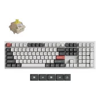 Mechaninė klaviatūra Keychron Q6 Ultra 8K — Full-size 100%, USB + RF belaidis + Bluetooth, RGB, balta
