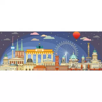 Dėlionė Ravensburger Panorama Naktis Berlyne 1000 dalių, panoraminis formatas