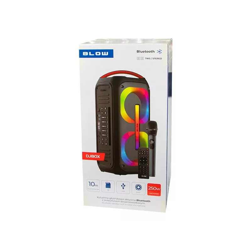 Nešiojamas monofoninis Bluetooth garsiakalbis BLOW 30-392# – 6000 mAh baterija, 6,5 W RMS, Bluetooth 5.0, MicroSD, AUX, Micro-USB, 2 garsiakalbiai, juodas