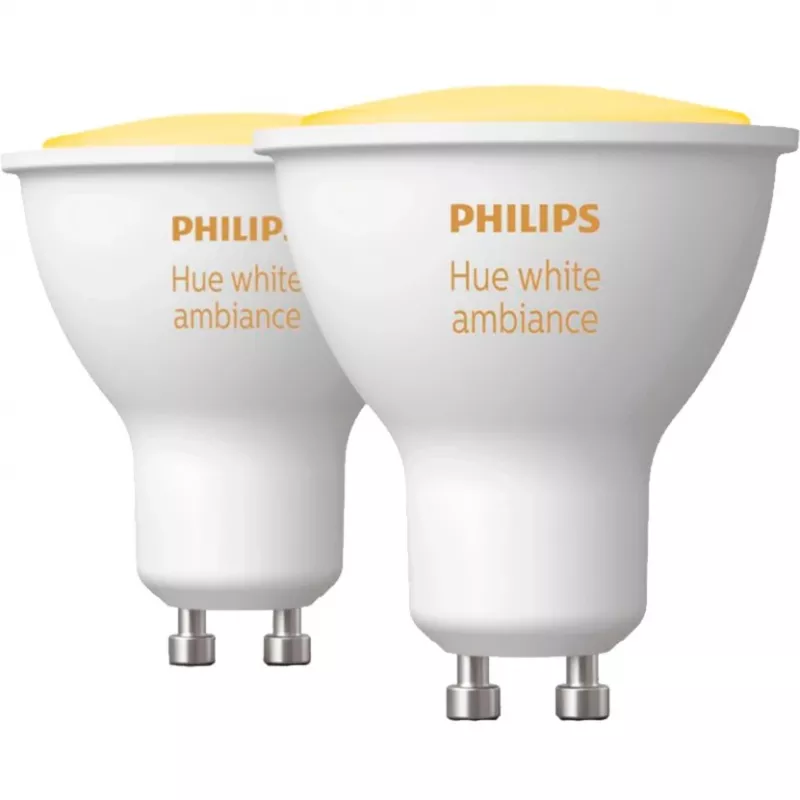 Philips Hue White Ambiance GU10 LED lempų dvynių rinkinys su Hue Bridge, pakeičia 35W halogeną
