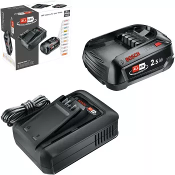 BOSCH Akumuliatoriaus starterio rinkinys 18V 1x 2,5Ah + greitasis įkroviklis AL 18V-44 (juodas, ličio jonų baterija 2,5Ah, POWER FOR ALL ALLIANCE)