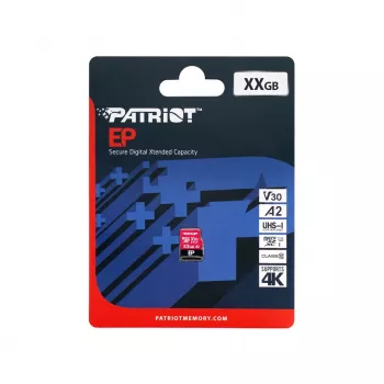 PATRIOT 512GB MicroSDXC atminties kortelė V30 U3 Class 10, skaitymas 90 MB/s, rašymas 80 MB/s, su rašymo apsaugos jungikliu