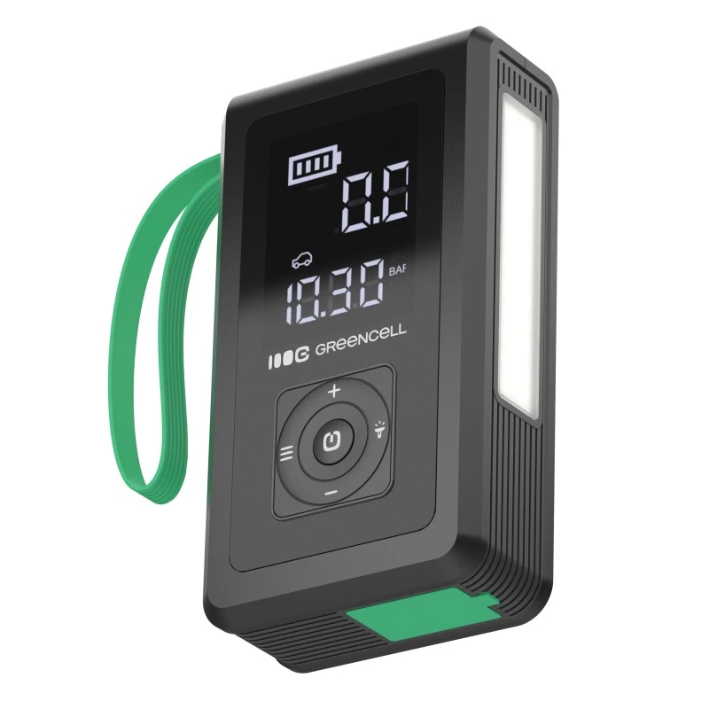 Power bank Green Cell CJSGC03 8000 mAh Li‑Jon, OLED ekranas, USB‑C ir USB‑A, 500 mA išėjimas, įmontuotas žibintuvėlis