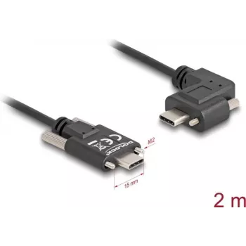 DeLOCK USB 2.0 laidas USB Type-C kištukas į USB Type-C kištuką kampuotas kairėn/dešinėn PD 3.0 60W 2m