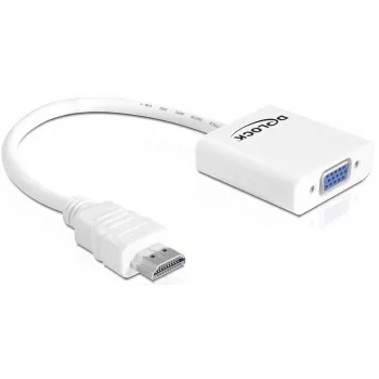 Delock Adapter HDMI-A Stecker > VGA Buchse - Videoadapter - HDMI männlich zu HD-15 (VGA) weiblich - weiß (65346)