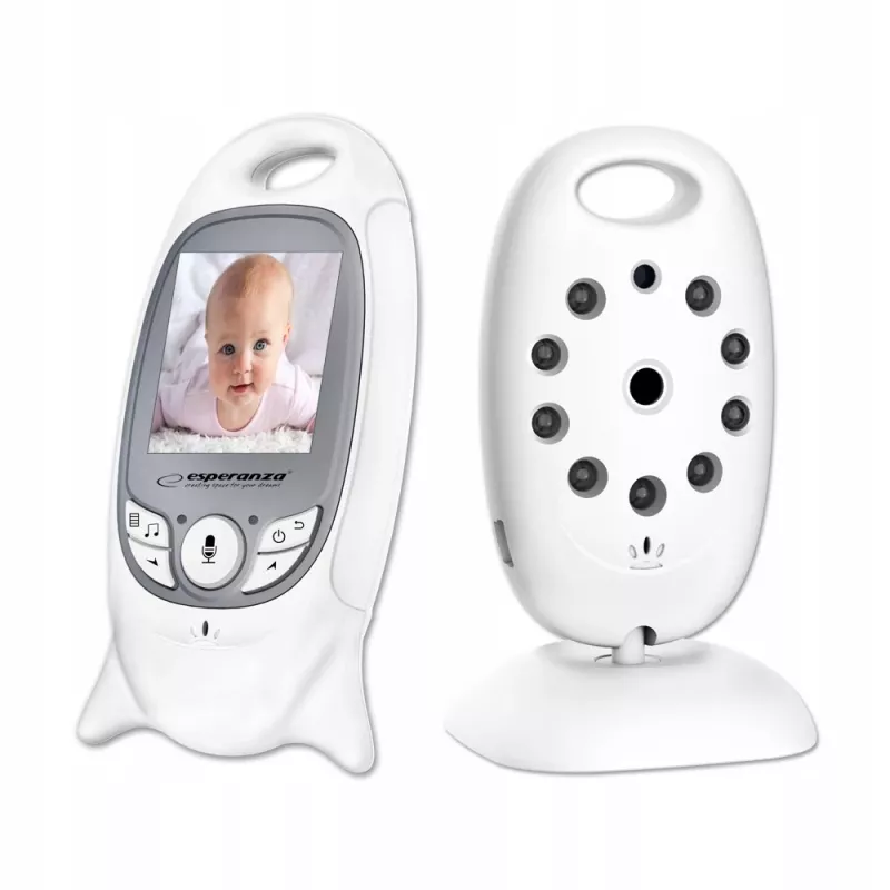 Vaizdo kūdikio monitorius ESPERANZA EHM001 — 2 colių LCD, 320×240 vaizdas, naktinis matymas 5 m, temperatūros jutiklis, iki 260 m nuotolis, įkraunamas LiPo 540 mAh