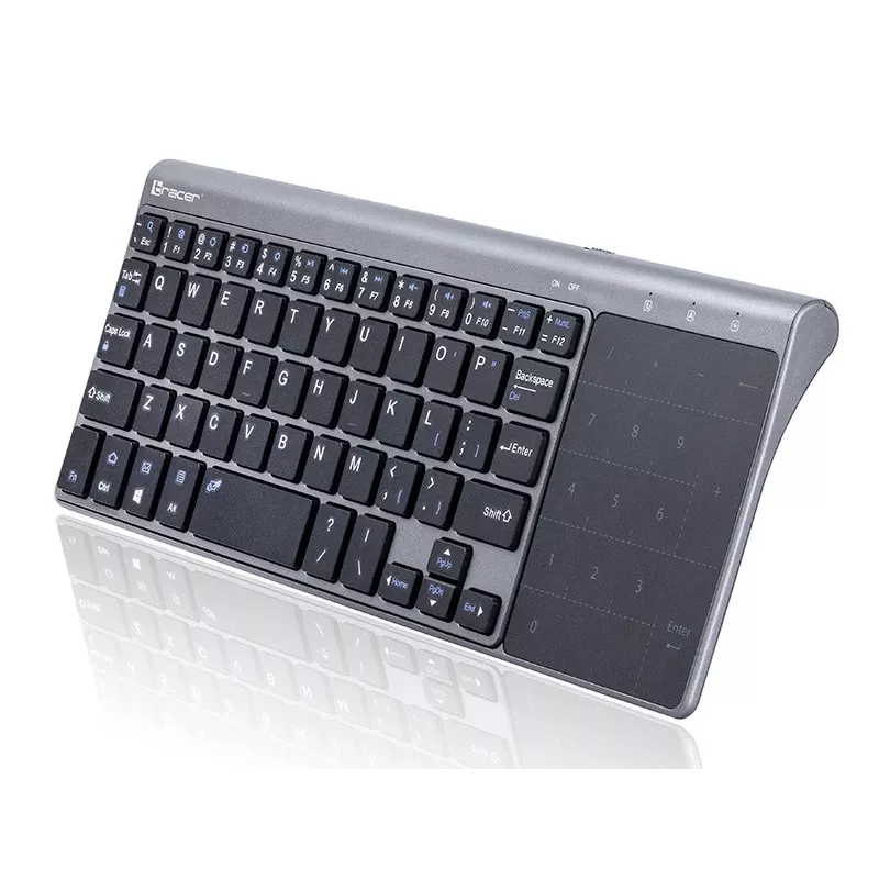 Belaidis RF pilno dydžio klaviatūra TRACER TRAKLA46934, QWERTY anglų, 2,4 GHz Nano imtuvas, membraninė, juoda/pilka