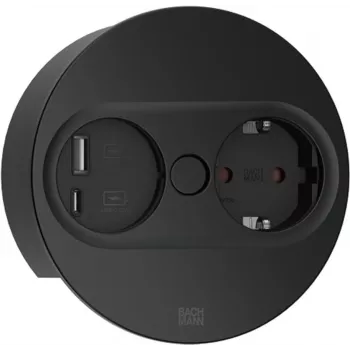 Įmontuojamas kištukinis lizdas Type F + USB A + USB C Bachmann 946.204 Nerūdijantis plienas