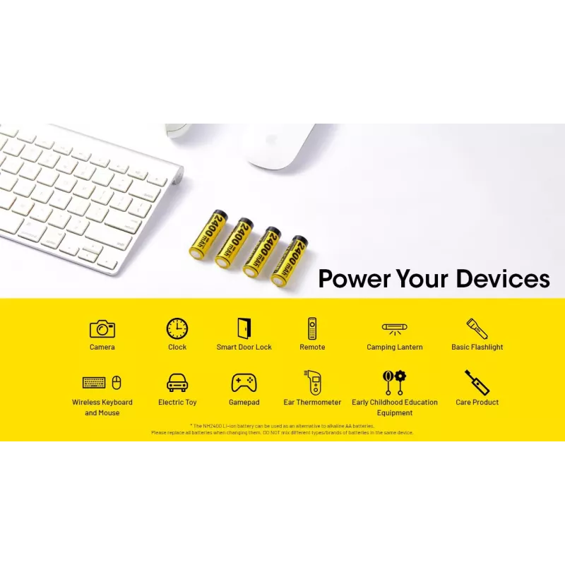 Įkraunamas ličio jonų AA 1,5 V akumuliatorių rinkinys Nitecore NH2400 2400 mAh – 4 vnt.