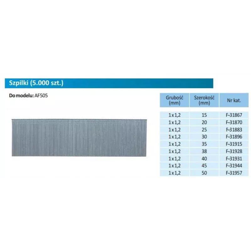 Makita F-31957 vinutės 1,2 x 50 mm, 5000 vnt.