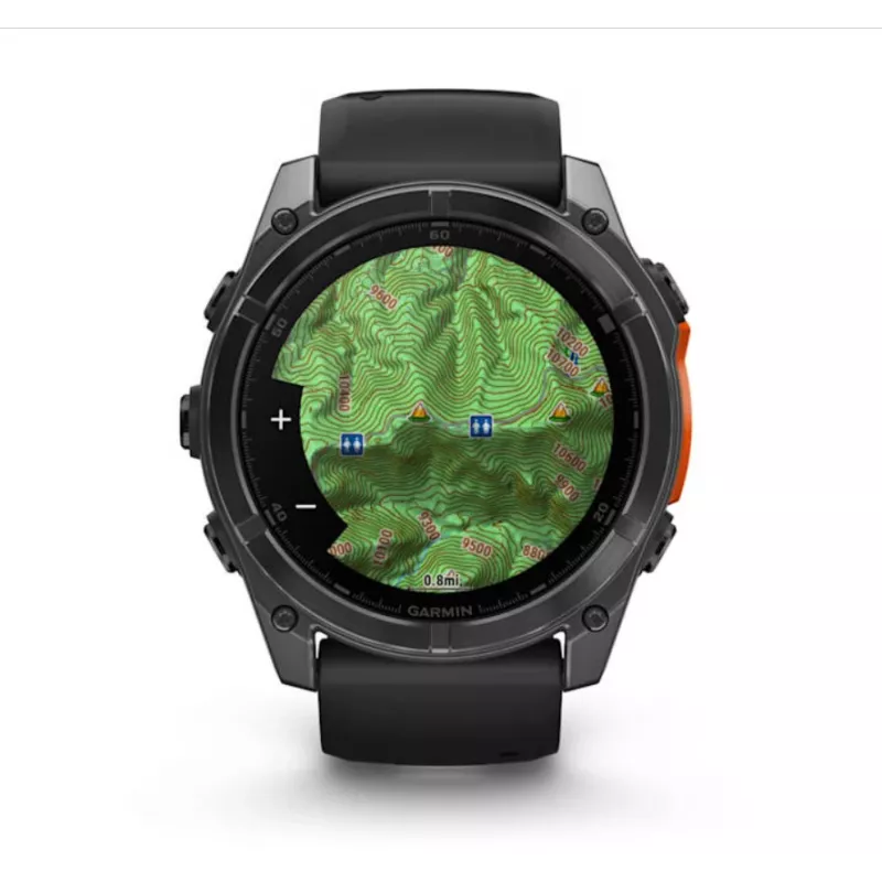 Išmanusis laikrodis GARMIN Fenix 8 – 51 mm titano korpusas, AMOLED 1,4 colio, GPS, 32 GB, 10 ATM, silikoninis dirželis
