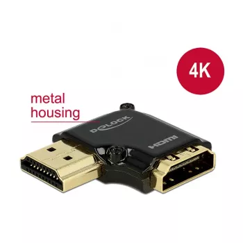 HDMI adapteris DeLOCK 65660, 90° kairėn, juodas