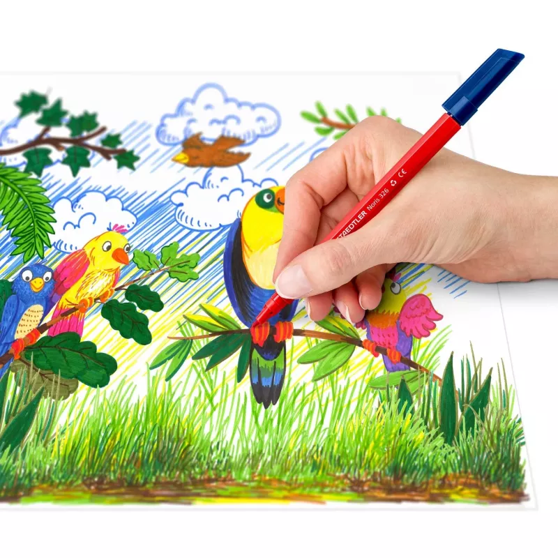 Finelainerio rašikliai Staedtler 326 C10 E1, itin plonas 1 mm antgalis, įvairių spalvų, 10 vnt. pakuotė