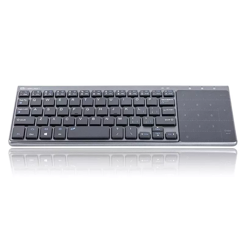Belaidis RF pilno dydžio klaviatūra TRACER TRAKLA46934, QWERTY anglų, 2,4 GHz Nano imtuvas, membraninė, juoda/pilka