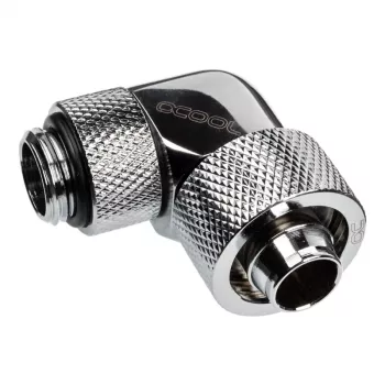 Alphacool Eiszapfen jungtis 90 laipsnių G1/4 colio AG į 16/10 mm - pasukama, chromuota sidabrinė