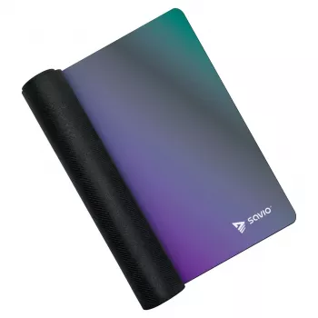Žaidimų pelės kilimėlis SAVIO Super Speed L Prism Edition — 700×300×3 mm, violetinis, susiūti kraštai, neslystantis pagrindas
