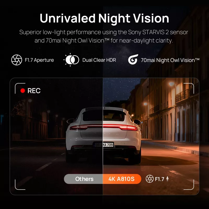 Vaizdo registratorius 70mai A810S 4K su RC24 GPS moduliu — rinkinys