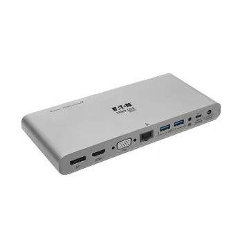 Eaton Tripp Lite USB-C Dock, Triple Display - 4K HDMI/DisplayPort, VGA, USB 3.2 Gen 1, USB-A/USB-C Hub, GbE, 100W PD Įkrovimas, Tarptautiniai Maitinimo Laidai - dokavimo stotelė USB-C