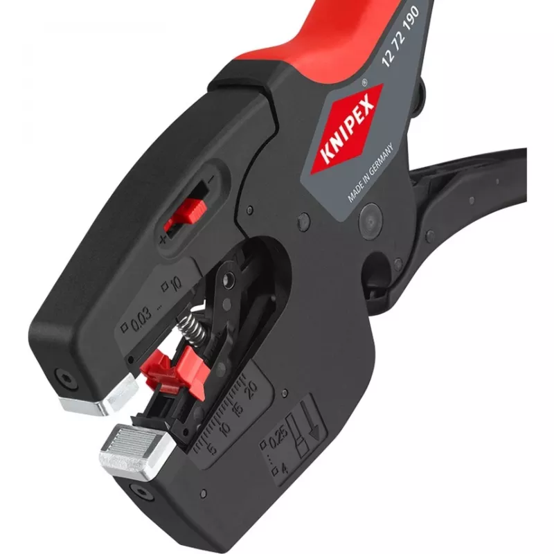 Knipex elektriko daugiafunkcis įrankis NexStrip 12 72 190 SB – laidų nuėmimo ir užspaudimo įrankis