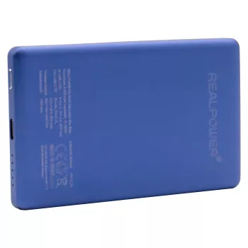 Power bankas RealPower PB-5000 MAG 5000 mAh su MagSafe suderinamu belaidžiu įkrovimu, USB-C, 20 W išėjimas, Mėlyna