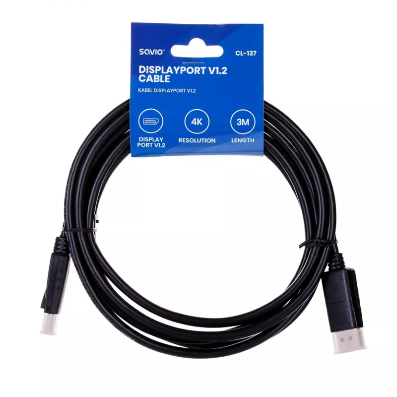 Savio CL-137 DisplayPort kabelis 3 m Juodas