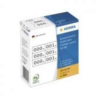 Lipnūs numerių etikečių rinkiniai HERMA trigubi numeriai 10x22 mm balta/juoda