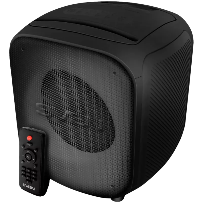Garsiakalbis SVEN PS-555, juodas, galia 65 W (RMS), TWS, Bluetooth, USB, microSD, nuotolinio valdymo pultas, ličio baterija