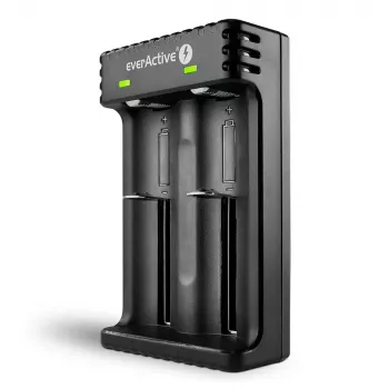Įkroviklis baterijoms everActive LC200, USB, 2 lizdai, Li-Ion, AA/AAA/AAAA/C/D, 5 V įėjimas, 4,2 V išėjimas, juodas