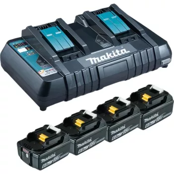 Makita DC18RD - Akumuliatoriaus įkroviklis + 4 akumuliatoriai - Li-Ion - 6 Ah - 108 Wh - 2 kanalų įkrovimas (199485-6)
