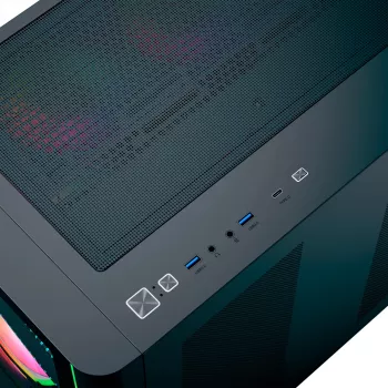Bokštinis kompiuterio korpusas AEROCOOL P500C EVO-G-BK-v1 su 2 grūdinto stiklo plokštėmis, juodas