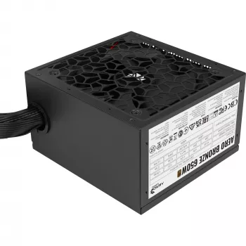 Maitinimo šaltinis AEROCOOL AERO BRONZE 650W APFC (V.2 2025) – 650W ATX PSU su aktyviu galios faktoriaus koregavimu