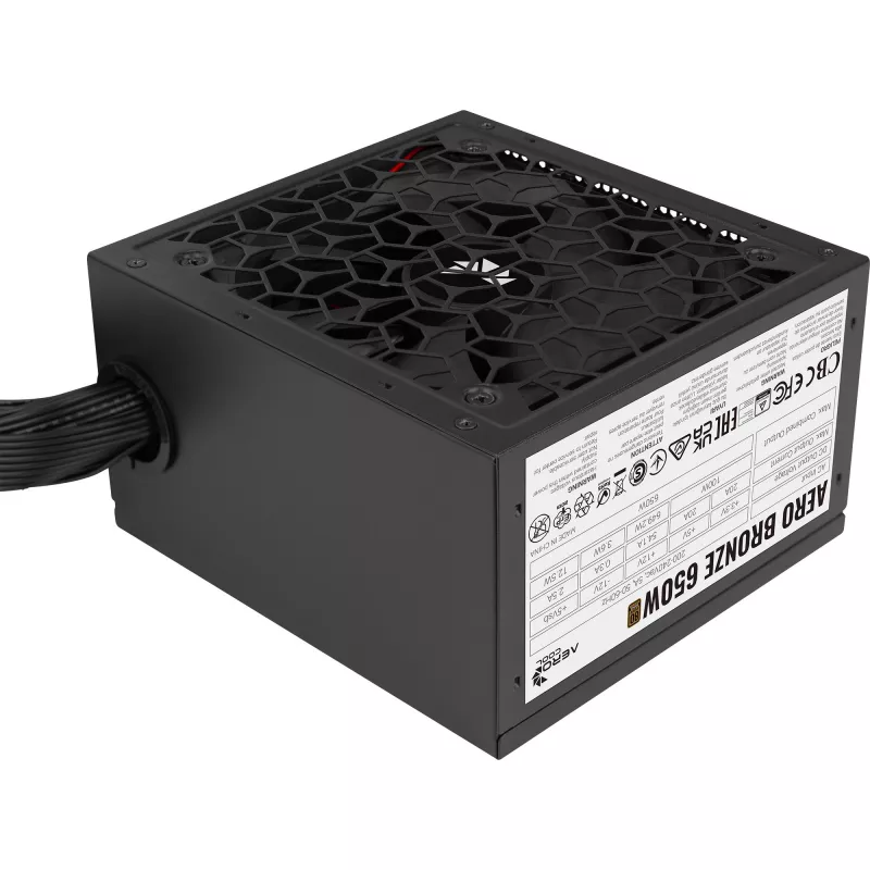 Maitinimo šaltinis AEROCOOL AERO BRONZE 650W APFC (V.2 2025) – 650W ATX PSU su aktyviu galios faktoriaus koregavimu