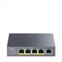 Cudy GS1005P tinklo jungiklis – 5 prievadų Gigabit Ethernet su 4 PoE prievadais, 60 W, metalinis korpusas, montuojamas į stelažą