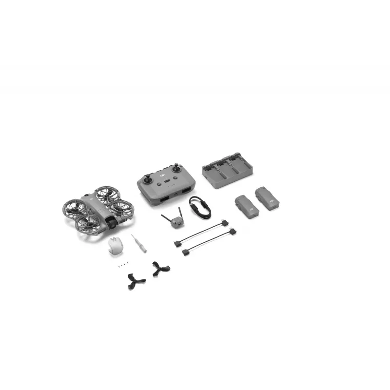 Dronas DJI Neo 2 Fly More Combo – 4 rotorai, 12 MP kamera, 2688×1512 vaizdo įrašas, 1606 mAh baterija, 49 GB vidinė atmintis, Juoda/Pilka