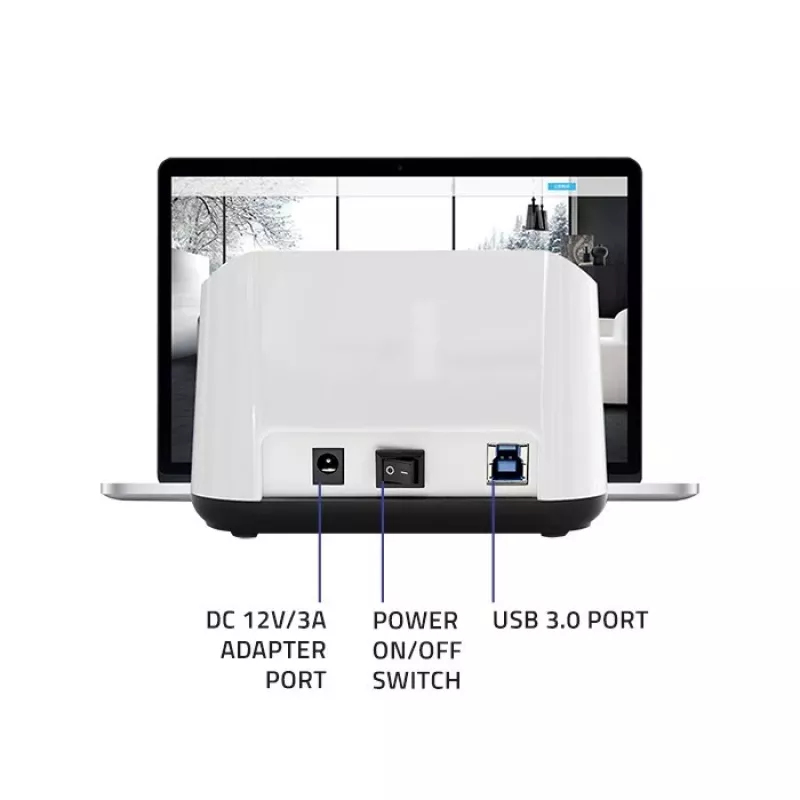 Qoltec 50309 HDD SSD 2.5 3.5 dokavimo stotelė | SATA III | USB 3.0 | Super greitis 5Gb/s | su klonavimo funkcija