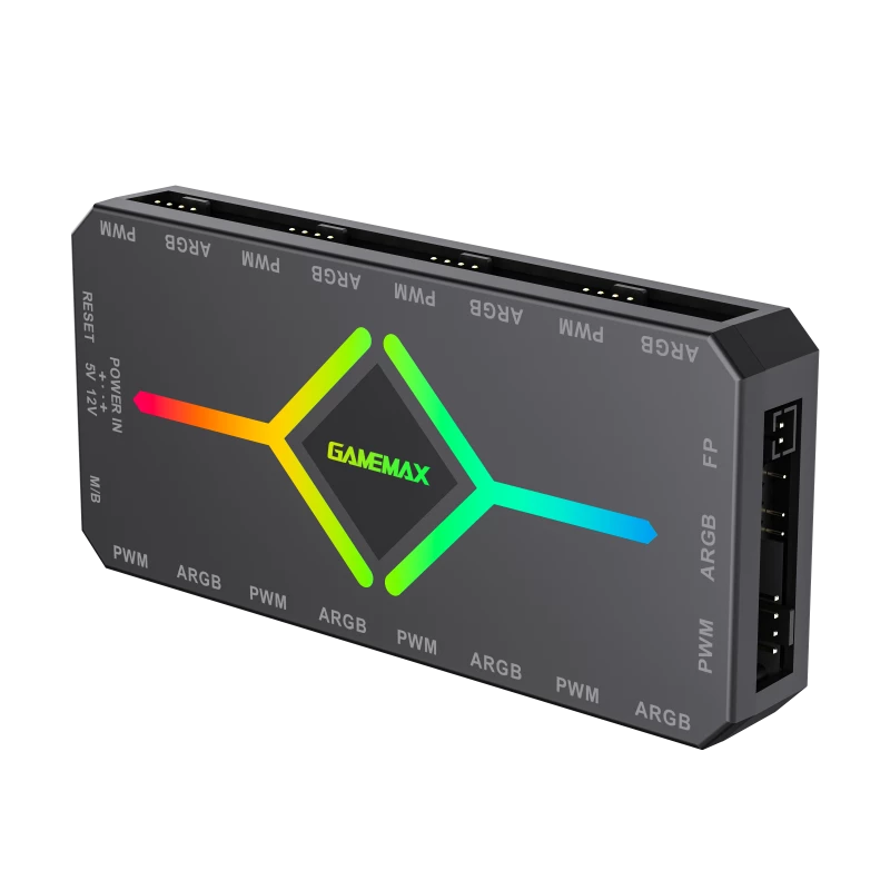 Gamemax V4.0 ARGB PWM HUB BK | Juodas | Ventiliatorių ir RGB šakotuvas
