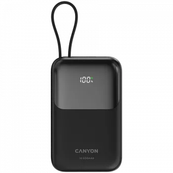 CANYON OnPower 101 įmontuotu kabeliu 10000 mAh PD22.5W Juoda